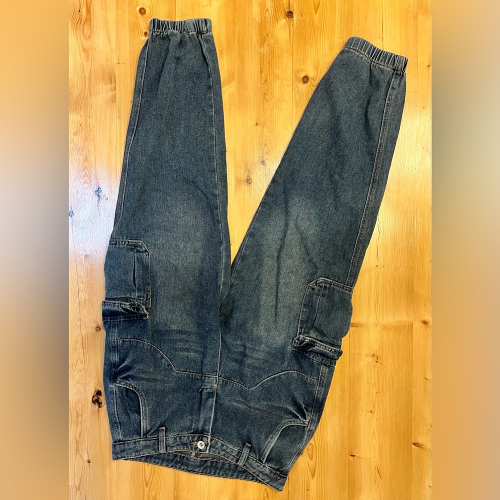 Dark Blue Denim Cargo Pants
